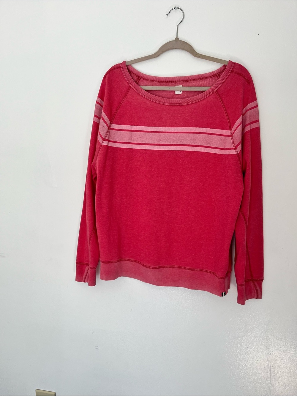 GAP Hot Pink Striped Crew Neck Sweatshirt